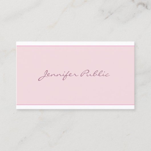 Carte De Visite Moderne rose pâle Simple Élégant Script Minimalist (Devant)