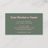 Carte De Visite Moderne rose vert esthétique Personnalisé Gras (Dos)