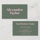 Carte De Visite Moderne rose vert esthétique Personnalisé Gras (Devant / Derrière)