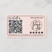 Carte De Visite Moderne rose vif Médias sociaux QR Code Photo Logo (Devant)