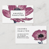 Carte De Visite Moderne Rosewood Anemone Botanique Professionnel (Devant / Derrière)