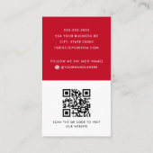 Carte De Visite Moderne rouge blanc ajouter logo social médias icô (Dos)