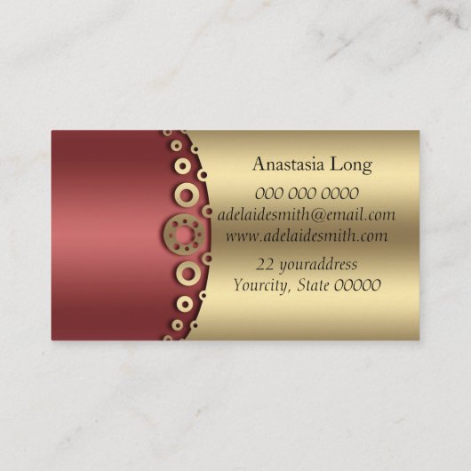 Carte de visite moderne rouge et or (Dos)