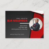 Carte de visite moderne rouge noir et blanc (Devant)