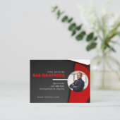 Carte de visite moderne rouge noir et blanc (Debout devant)