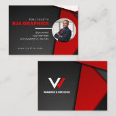 Carte de visite moderne rouge noir et blanc (Devant / Derrière)