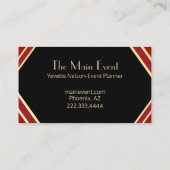 Carte de visite moderne rouge, noir et or (Dos)