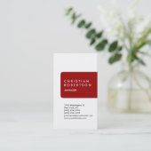Carte de visite moderne rouge rouge vertical (Debout devant)