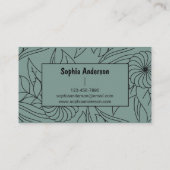 Carte de visite moderne Sage vert avec ligne fleur (Dos)