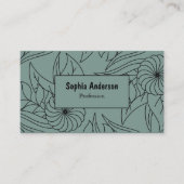Carte de visite moderne Sage vert avec ligne fleur (Devant)