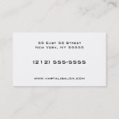 Carte de visite moderne salon noir blanc clair (Dos)