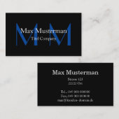 Carte De Visite Moderne schwarze Monogramm Visitenkarte (Devant / Derrière)