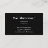 Carte De Visite Moderne schwarze Monogramm Visitenkarte (Dos)