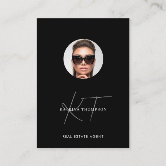Carte De Visite Moderne Script Real Estate Photo Realtor QR Code (Devant)