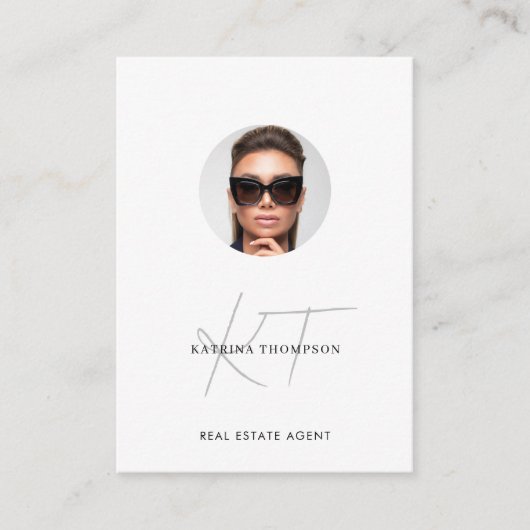 Carte De Visite Moderne Script Real Estate Photo Realtor QR Code (Devant)