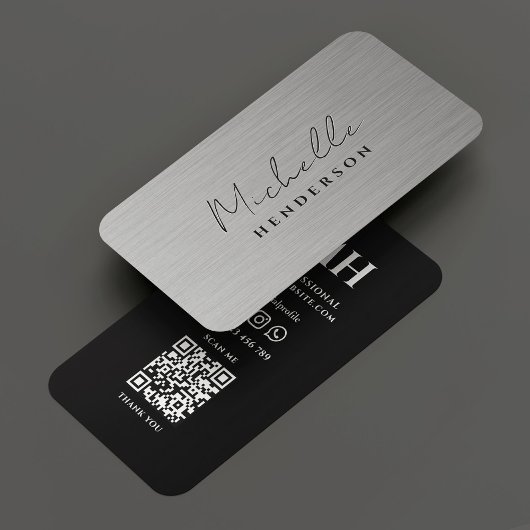 Carte De Visite Moderne Silver Black Metallic