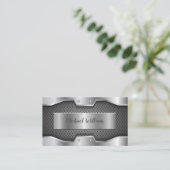Carte De Visite Moderne Silver Metal Professionnel (Debout devant)