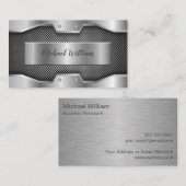 Carte De Visite Moderne Silver Metal Professionnel (Devant / Derrière)