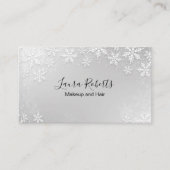 Carte de visite moderne Silver Winter Snowflakes (Devant)