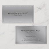 Carte De Visite Moderne simple Arrière - plan métallique argent (Devant / Derrière)