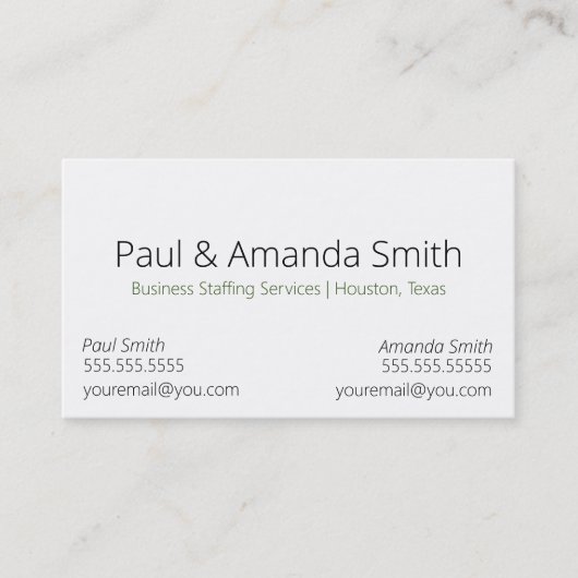 Carte de visite moderne simple avec 2 noms et cont (Devant)