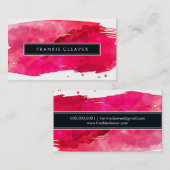 Carte De Visite MODERNE SIMPLE BADGE élégant aquarelle rouge (Devant / Derrière)