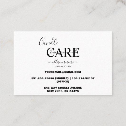 Carte De Visite Moderne Simple Black and White Business (Dos)