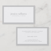 Carte De Visite Moderne simple blanc et gris clair (Devant / Derrière)