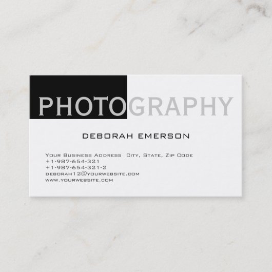 Carte de visite moderne simple blanc noir standard (Devant)