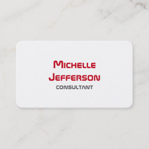 Carte De Visite Moderne Simple Blanc Rouge
