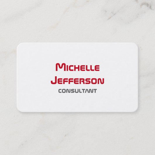 Carte De Visite Moderne Simple Blanc Rouge (Devant)