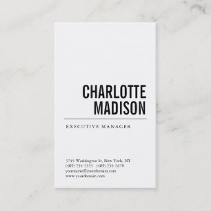 Carte De Visite Moderne Simple Blanc Tendance Minimaliste Simple