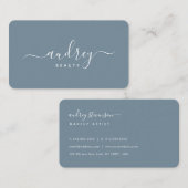 Carte De Visite moderne Simple bleu poussiéreux Signature Typograp (Devant / Derrière)