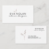 Carte De Visite Moderne Simple Boho Feuille sec Design intérieur (Devant / Derrière)