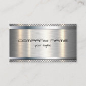 Carte De Visite Moderne Simple Brillant Métallurgique Argent Et No (Devant)