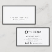Carte De Visite Moderne simple charbon de bois noir frontière prof (Devant / Derrière)