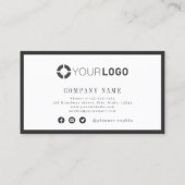 Carte De Visite Moderne simple charbon de bois noir frontière prof (Dos)