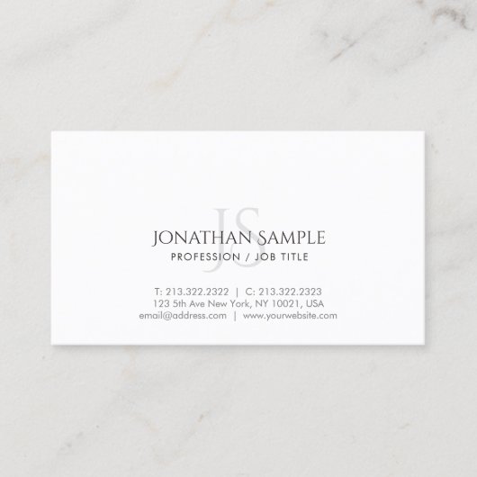 Carte De Visite Moderne simple chic tendance Monogram Plain (Devant)