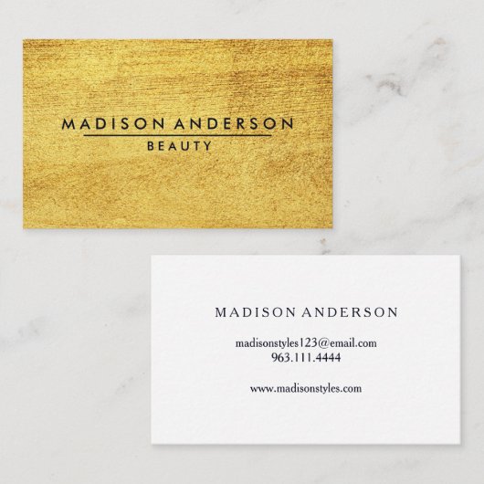 Carte De Visite Moderne Simple & Classique Beauté Or Bois (Devant / Derrière)