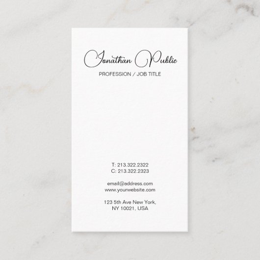 Carte De Visite Moderne Simple Design Modèle Typographie verticale (Devant)