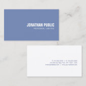Carte De Visite Moderne Simple élégant Design Bleu Blanc Plat (Devant / Derrière)