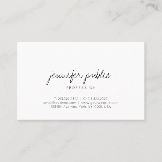 Carte De Visite Moderne simple élégant Modèle manuscrit (Devant)