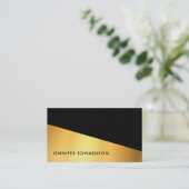 Carte De Visite Moderne simple élégant or noir professionnel (Debout devant)