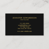 Carte De Visite Moderne simple élégant or noir professionnel (Dos)