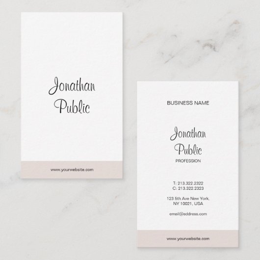 Carte de visite Moderne Simple Élégant Script (Devant / Derrière)