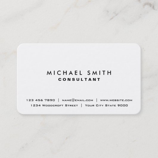 Carte De Visite Moderne simple élégant simple professionnel blanc (Devant)