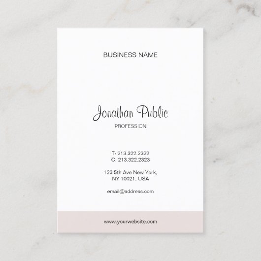 Carte De Visite Moderne simple élégant texte de script main minima (Dos)