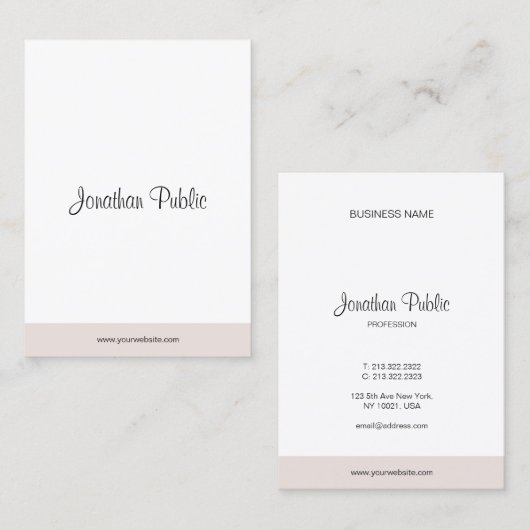 Carte De Visite Moderne simple élégant texte de script main minima (Devant / Derrière)