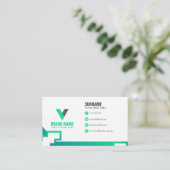 Carte De Visite Moderne Simple Élégant Vert (Debout devant)