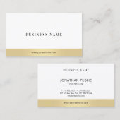 Carte De Visite Moderne simple élégante Or Blanc Company Plain (Devant / Derrière)